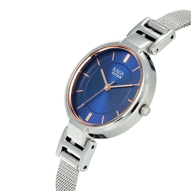 Titan Raga Viva Blue Dial Women Watch With Metal Strap NR2608SM02 - KRISHNA WATCH COMPANY