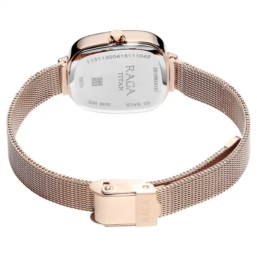 Titan Raga Silver Dial Rose Gold Stainless Steel Strap Watch NL2610WM01 (DH554) - KRISHNA WATCH COMPANY