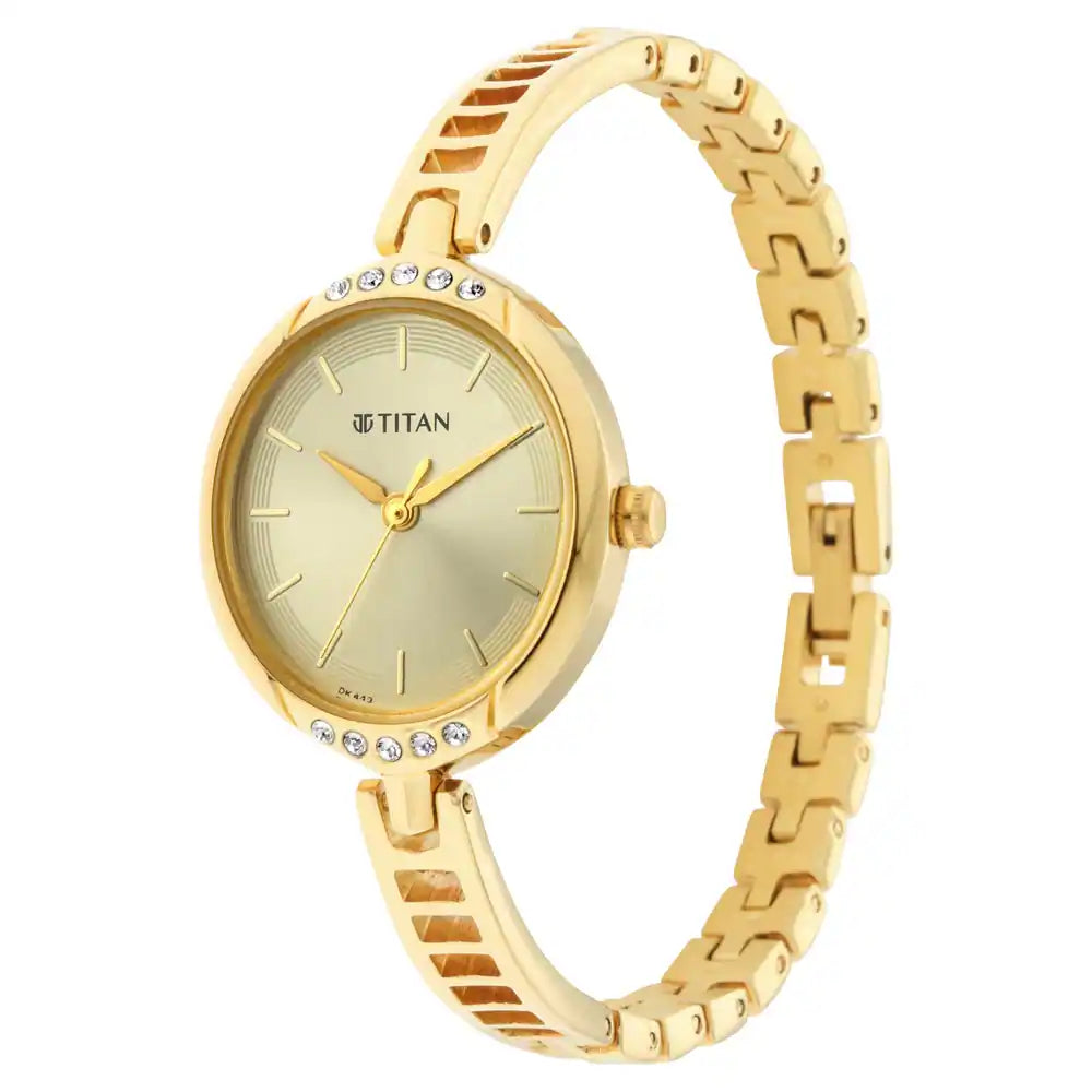 Titan Gold Dial Analog Watch - 2637YM01 - KRISHNA WATCH COMPANY