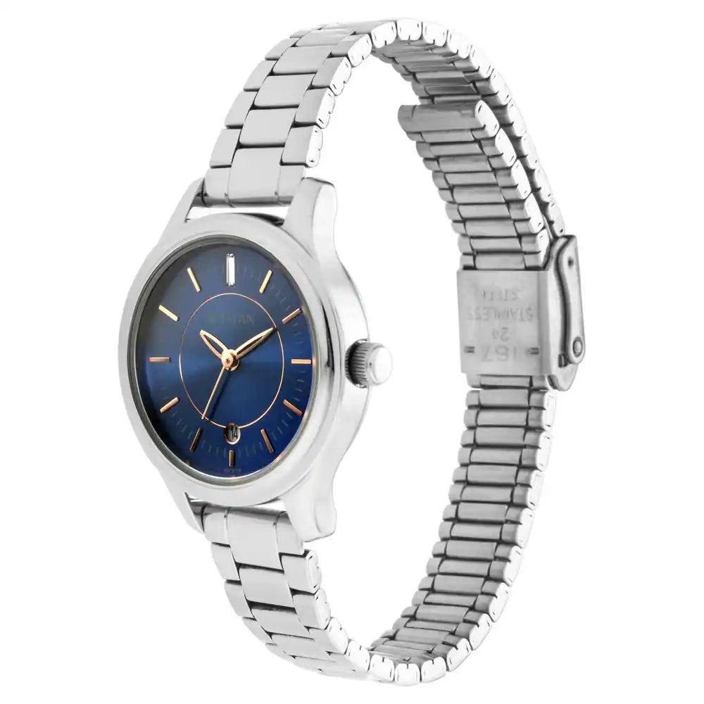 Titan Blue Dial Silver Stainless Steel Strap Watch 2574SM01 - KRISHNA WATCH COMPANY