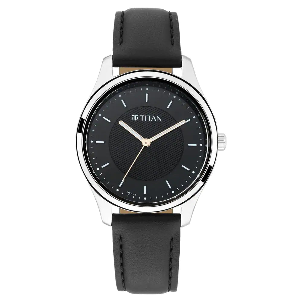 TITAN Workwear Watch with Black Dial & Leather Strap - 2639SL01 - KRISHNA WATCH COMPANY
