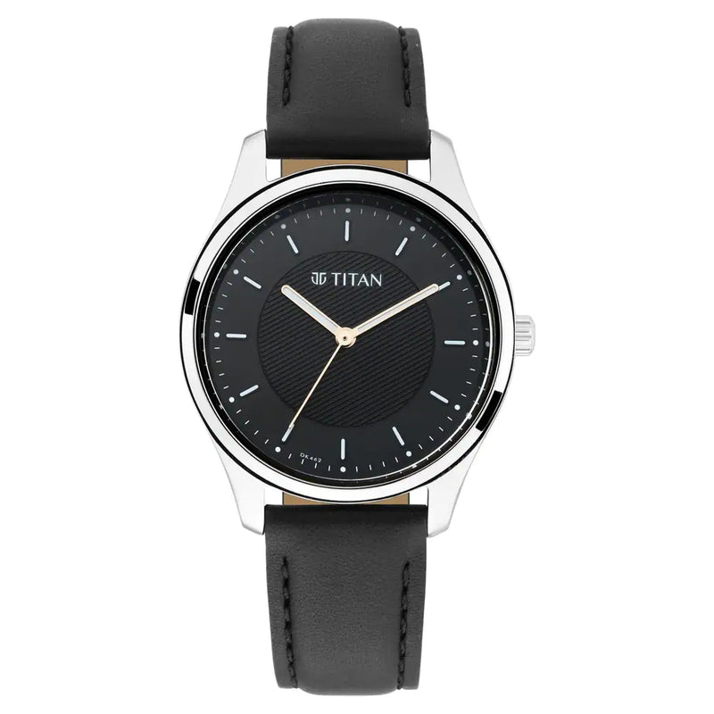 TITAN Workwear Watch with Black Dial & Leather Strap - 2639SL01 - KRISHNA WATCH COMPANY