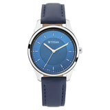 Titan Workwear Blue Dial Women Watch With Leather Strap - 2639SL02