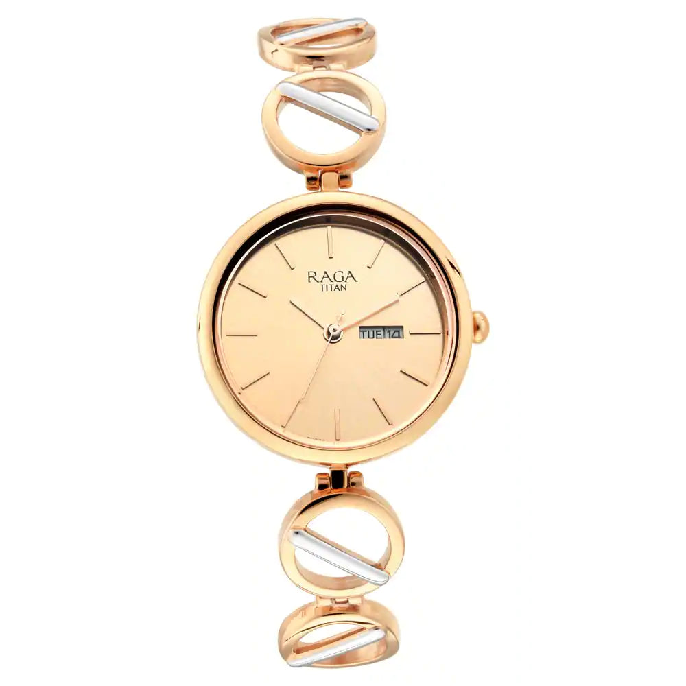 Titan Raga Viva Rose Gold Dial Metal Strap Watch 2644KM02 - KRISHNA WATCH COMPANY