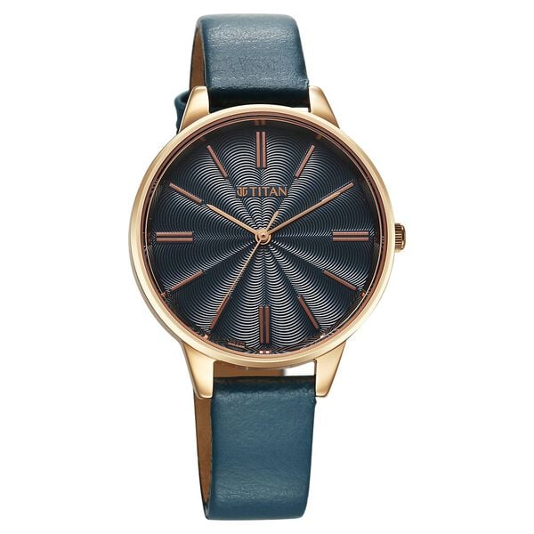 Titan Neo Quartz Analog Blue Dial Leather Strap Watch For Women 2648wl08 - KRISHNA WATCH COMPANY
