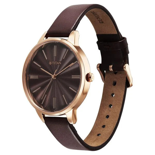 Titan Neo Quartz Analog Maroon Dial Leather Strap Watch For Women 2648wl09 - KRISHNA WATCH COMPANY