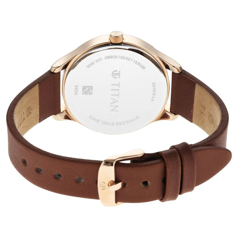 Titan Workwear Silver Dial Women Watch With Leather Strap 2649WL01 - KRISHNA WATCH COMPANY