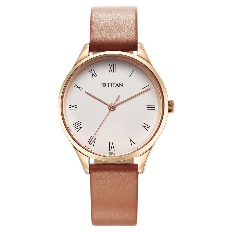 Titan Workwear White Dial Leather Strap Watch for Women 2649WL04 - KRISHNA WATCH COMPANY
