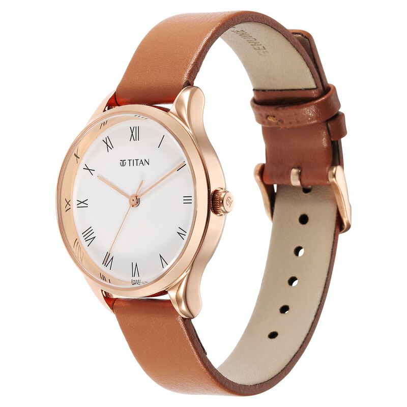 Titan Workwear White Dial Leather Strap Watch for Women 2649WL04 - KRISHNA WATCH COMPANY