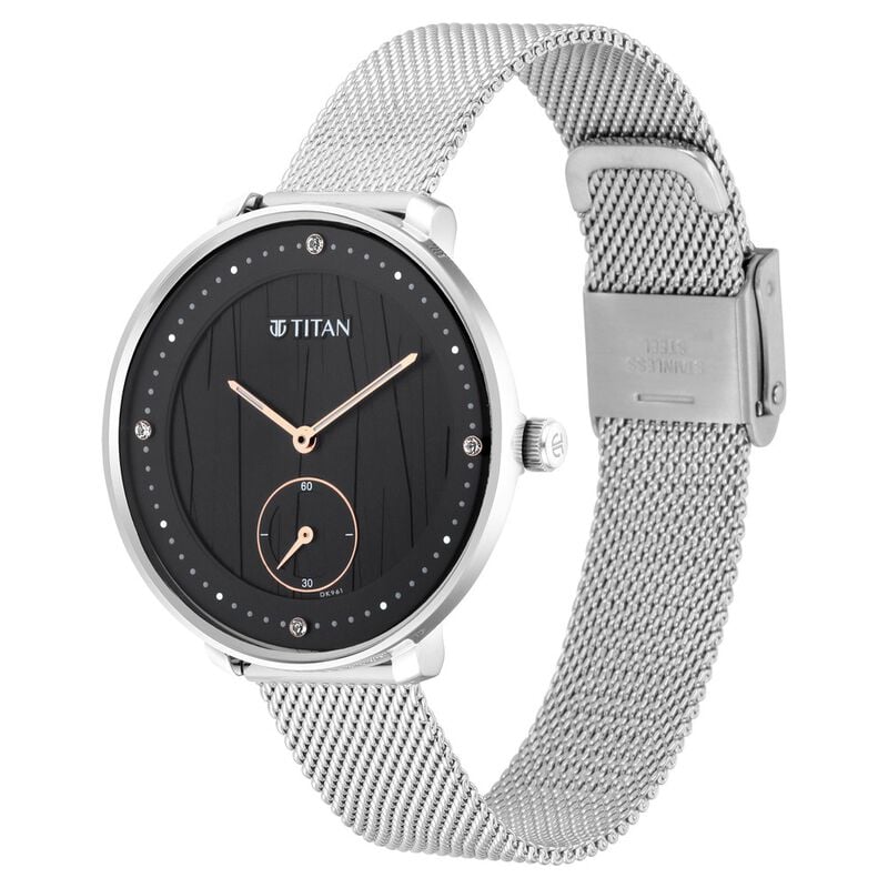 Titan Women's Svelte Black Multi-Function Watch with Metal Strap / 2651SM01 - KRISHNA WATCH COMPANY