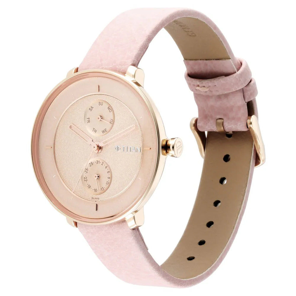 Titan Click to zoom Pastel Dreams Brown Dial Pink Leather Strap Watch NQ2651WL06 - KRISHNA WATCH COMPANY