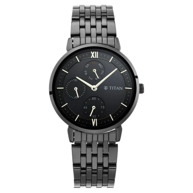 Titan Women's Regal: Roman Numeral Black Dial & Metal Strap Watch - 2652NM01 - KRISHNA WATCH COMPANY