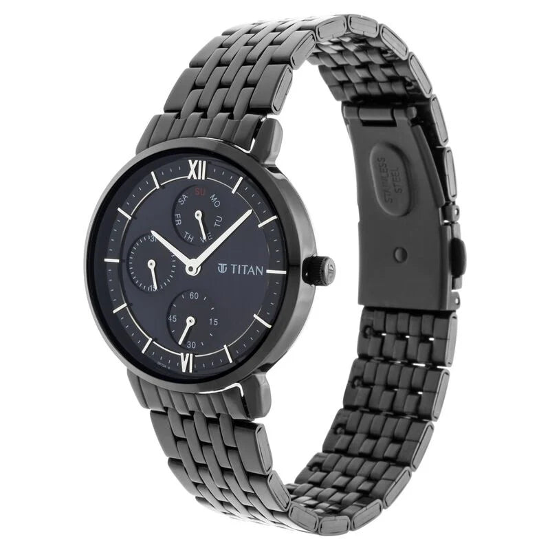 Titan Women's Regal: Roman Numeral Black Dial & Metal Strap Watch - 2652NM01 - KRISHNA WATCH COMPANY