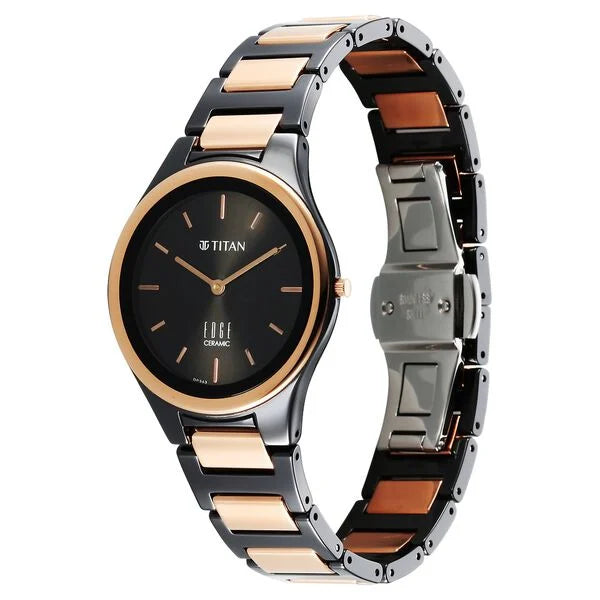 Titan Edge Ceramic Quartz Analog Black Dial Ceramic Strap Watch For Women 2653kc05 - KRISHNA WATCH COMPANY