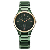 Titan Edge Bicolour Quartz Analog Green Dial Green Ceramic Strap Watch For Women 2653kc12