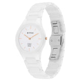 Titan Edge Ceramic Quartz in Arctic White Dial Watch for Women 2653qc04