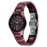 Titan Wine Ceramic Quartz Analog Maroon Dial Ceramic Strap Watch For Women 2653qc18