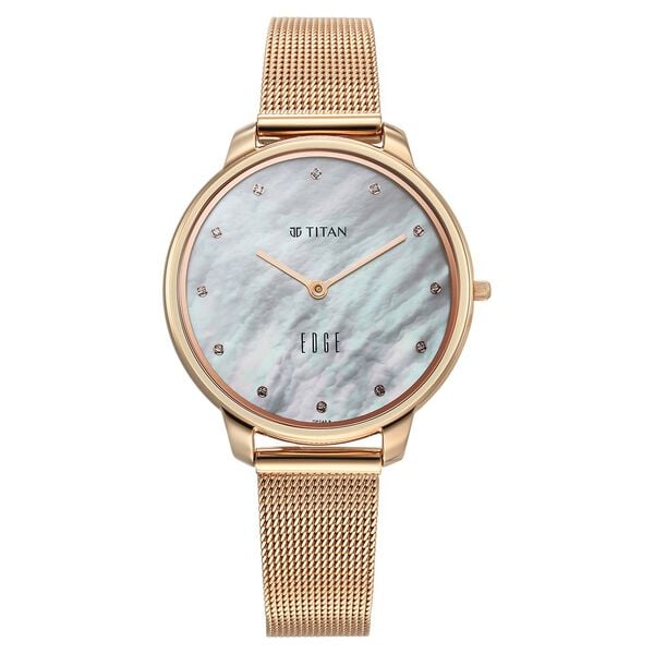 Titan Edge Metal Ladies Allure Quartz Analog Rich Mother Of Pearl Dial Stainless Steel Strap Watch For Women 2654wm02 - KRISHNA WATCH COMPANY