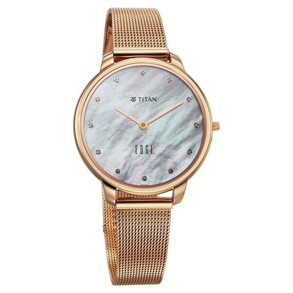 Titan Edge Metal Ladies Allure Quartz Analog Rich Mother Of Pearl Dial Stainless Steel Strap Watch For Women 2654wm02 - KRISHNA WATCH COMPANY