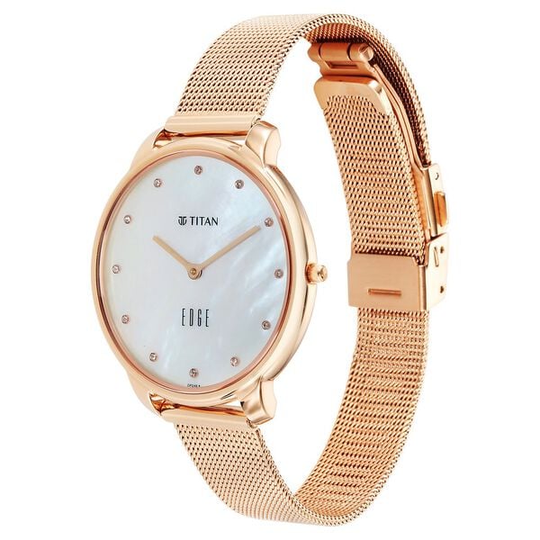 Titan Edge Metal Ladies Allure Quartz Analog Rich Mother Of Pearl Dial Stainless Steel Strap Watch For Women 2654wm02 - KRISHNA WATCH COMPANY