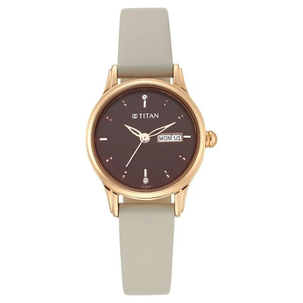 Titan Women's Lagan Chic: Studded Brown Dial watch with & Elegant Hands 2656wl01 - KRISHNA WATCH COMPANY