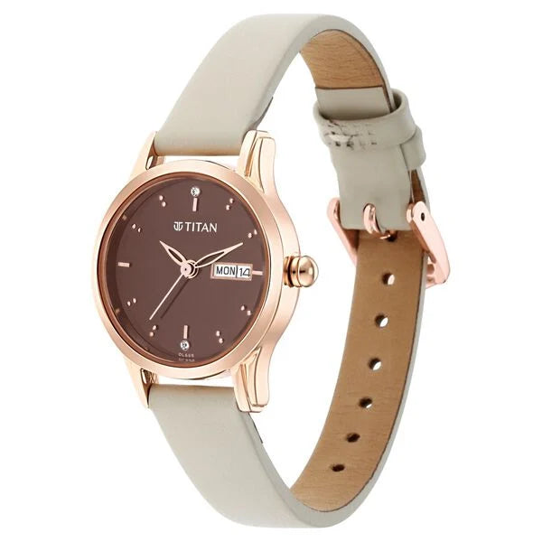 Titan Women's Lagan Chic: Studded Brown Dial watch with & Elegant Hands 2656wl01 - KRISHNA WATCH COMPANY