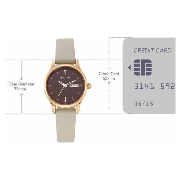 Titan Women's Lagan Chic: Studded Brown Dial watch with & Elegant Hands 2656wl01 - KRISHNA WATCH COMPANY