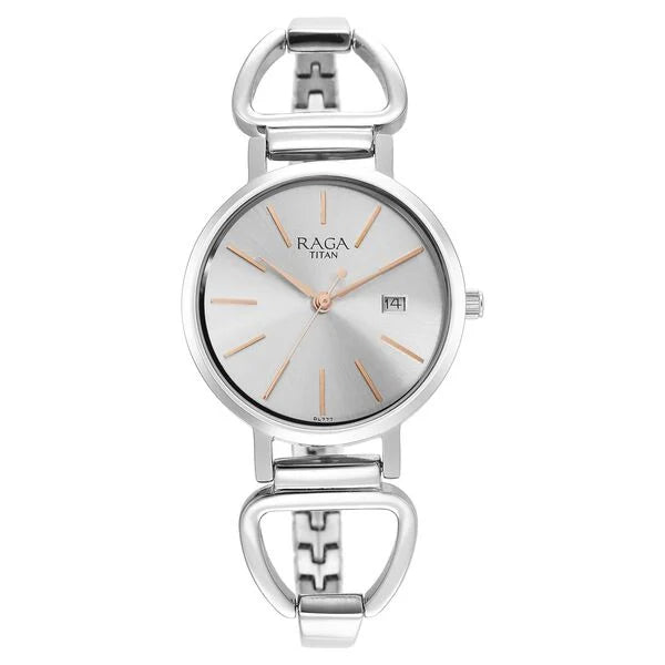 Titan Raga Viva Silver Analog Date Metal Strap watch for Women ns2669sm01 / 2669sm01 - KRISHNA WATCH COMPANY