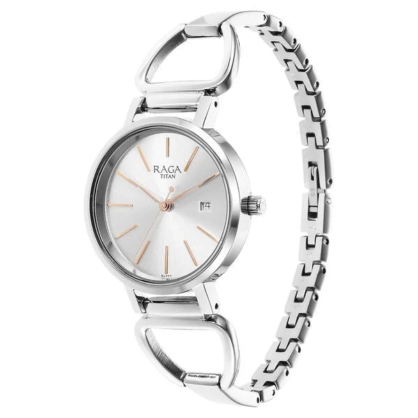 Titan Raga Viva Silver Analog Date Metal Strap watch for Women ns2669sm01 / 2669sm01 - KRISHNA WATCH COMPANY