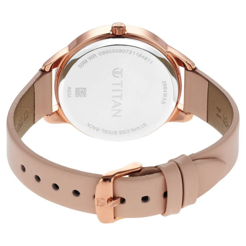 Titan Pastel Dreams Mother Of Pearl Dial Analog Leather Strap watch for Women / 2670WL03 - KRISHNA WATCH COMPANY