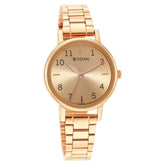 Titan Ladies Karishma Rose Gold Dial Metal Strap Watch 2678WM01