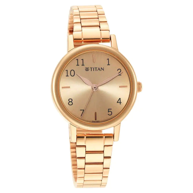 Titan Ladies Karishma Rose Gold Dial Metal Strap Watch 2678WM01 - KRISHNA WATCH COMPANY