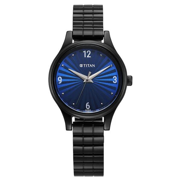 Titan Karishma Quartz Analog Blue Dial Black Stainless Steel Strap Watch For Women 2679nm02 - KRISHNA WATCH COMPANY