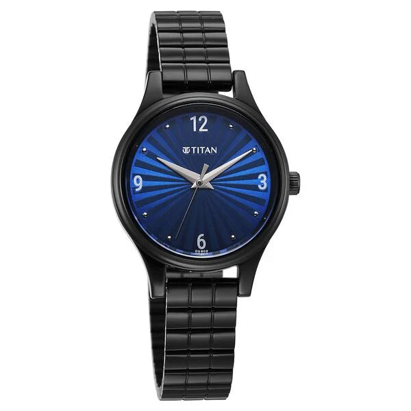 Titan Karishma Quartz Analog Blue Dial Black Stainless Steel Strap Watch For Women 2679nm02 - KRISHNA WATCH COMPANY