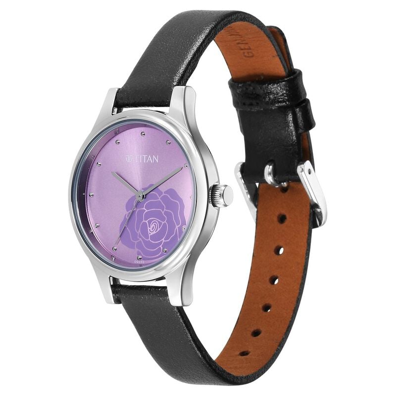 Titan Karishma Quartz Analog Purple Leather Strap for Women - 2679SL01 - KRISHNA WATCH COMPANY