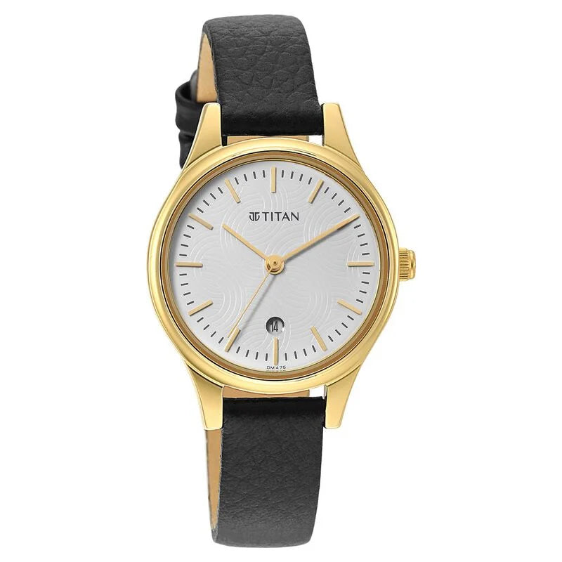 Titan Karishma White Dial Analog Leather Strap watch for Women / 2679YL01