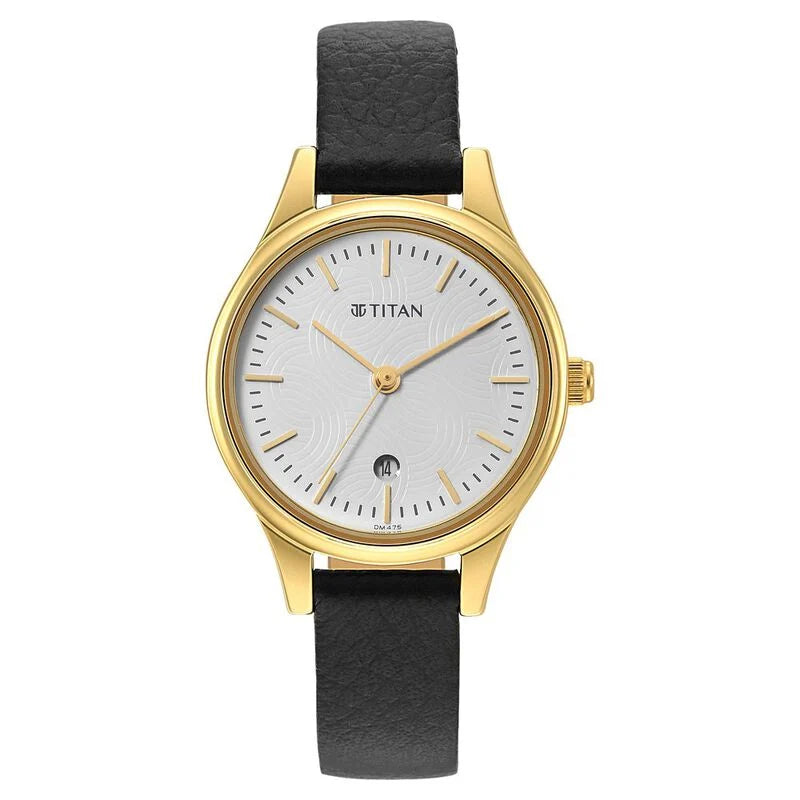 Titan Karishma White Dial Analog Leather Strap watch for Women / 2679YL01 - KRISHNA WATCH COMPANY