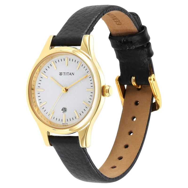 Titan Karishma White Dial Analog Leather Strap watch for Women / 2679YL01 - KRISHNA WATCH COMPANY
