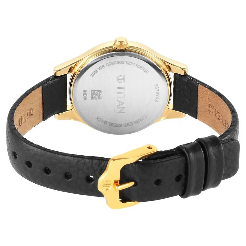 Titan Karishma White Dial Analog Leather Strap watch for Women / 2679YL01 - KRISHNA WATCH COMPANY