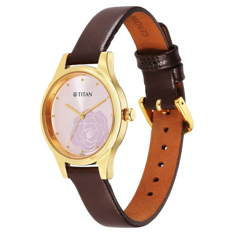 Titan Karishma Quartz Analog Pink Leather Strap for Women - 2679YL02 - KRISHNA WATCH COMPANY