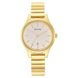 TITAN Ladies Karishma Beige Dial Metal Strap Watch 2679YM01 / NS2679YM01 - KRISHNA WATCH COMPANY