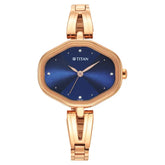 Titan Ladies Karishma Blue Dial Metal Strap Watch - 2680WM01