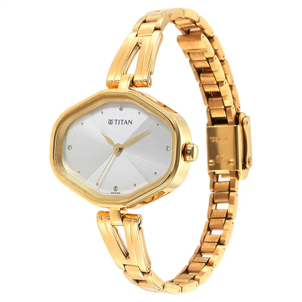 Titan Ladies Karishma White Dial Metal Strap Watch 2680YM01 - KRISHNA WATCH COMPANY