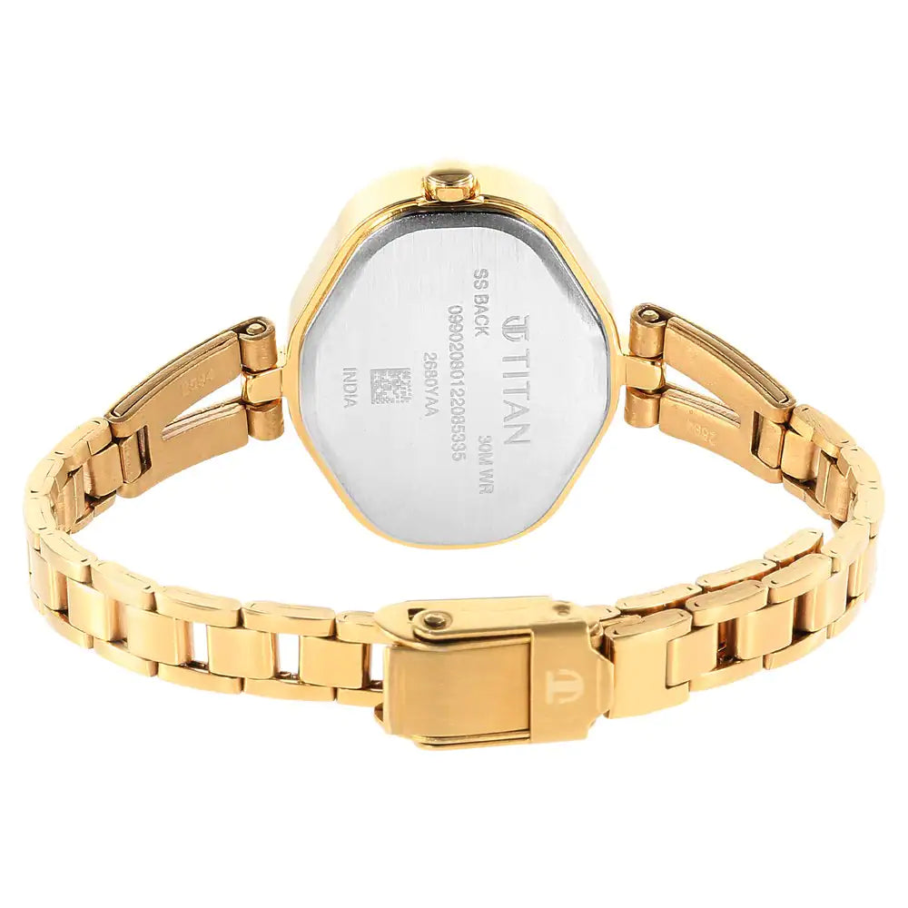 Titan Ladies Karishma White Dial Metal Strap Watch 2680YM01 - KRISHNA WATCH COMPANY