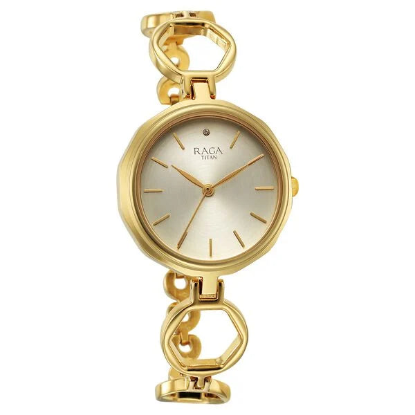 Titan Raga Viva Golden Dial Watch for Women 2685ym01 - KRISHNA WATCH COMPANY