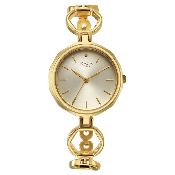 Titan Raga Viva Golden Dial Watch for Women 2685ym01 - KRISHNA WATCH COMPANY