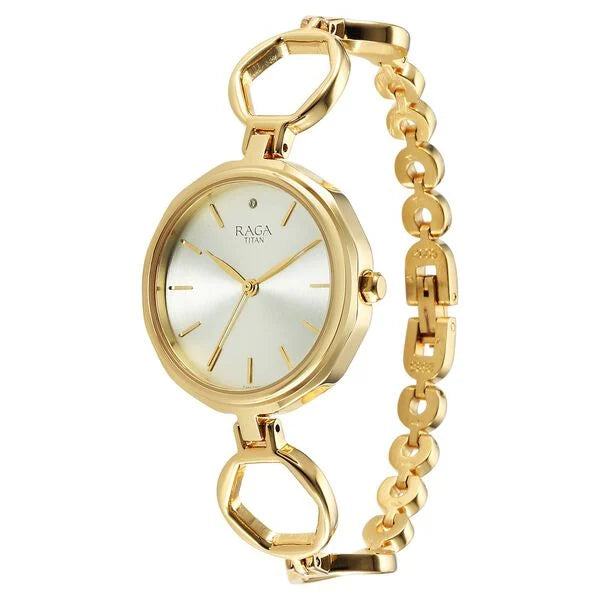 Titan Raga Viva Golden Dial Watch for Women 2685ym01 - KRISHNA WATCH COMPANY