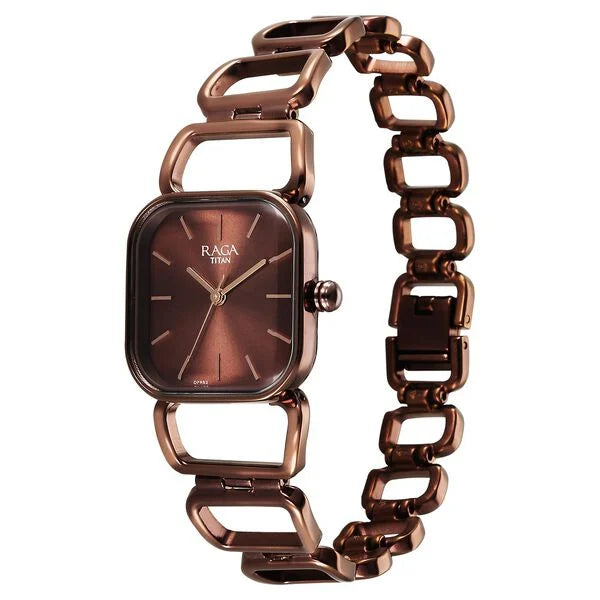 Titan Raga Ascend Quartz Analog Brown Dial With Brown Color Metal Strap Watch For Women 2697QM02 - KRISHNA WATCH COMPANY