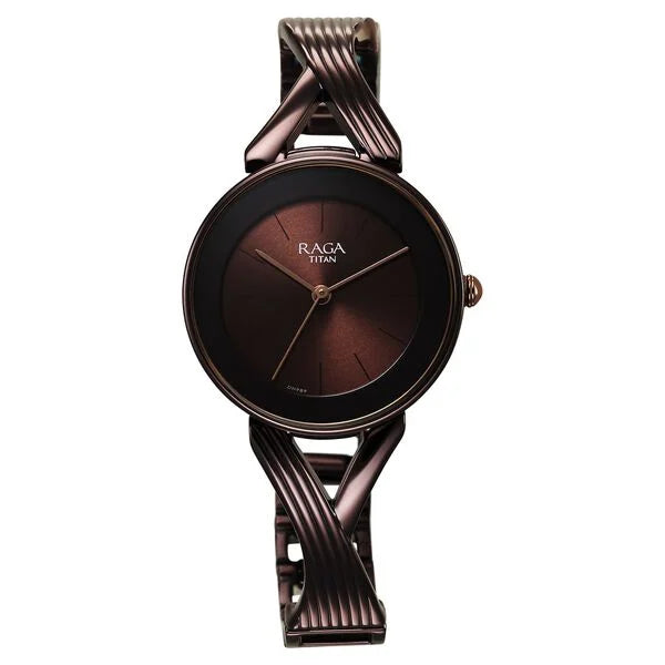 Titan Raga Chic Quartz Analog Brown Dial Metal Strap Watch for Women 2698qm01 - KRISHNA WATCH COMPANY