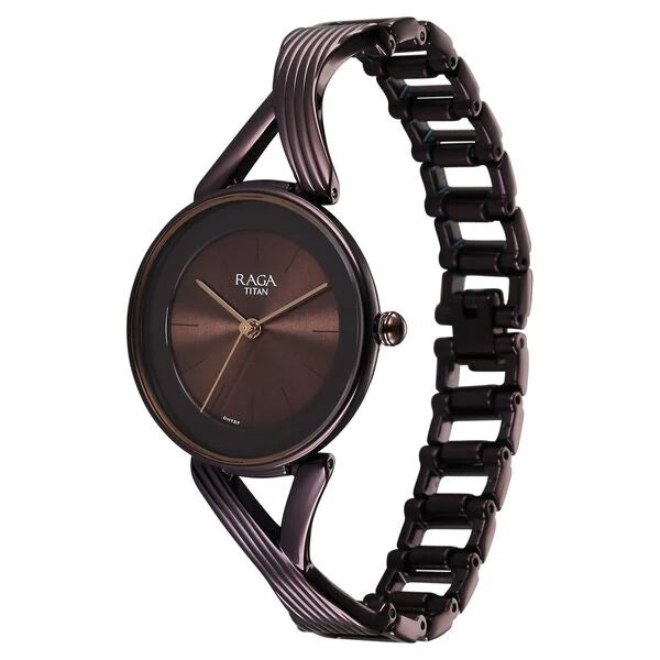 Titan Raga Chic Quartz Analog Brown Dial Metal Strap Watch for Women 2698qm01 - KRISHNA WATCH COMPANY